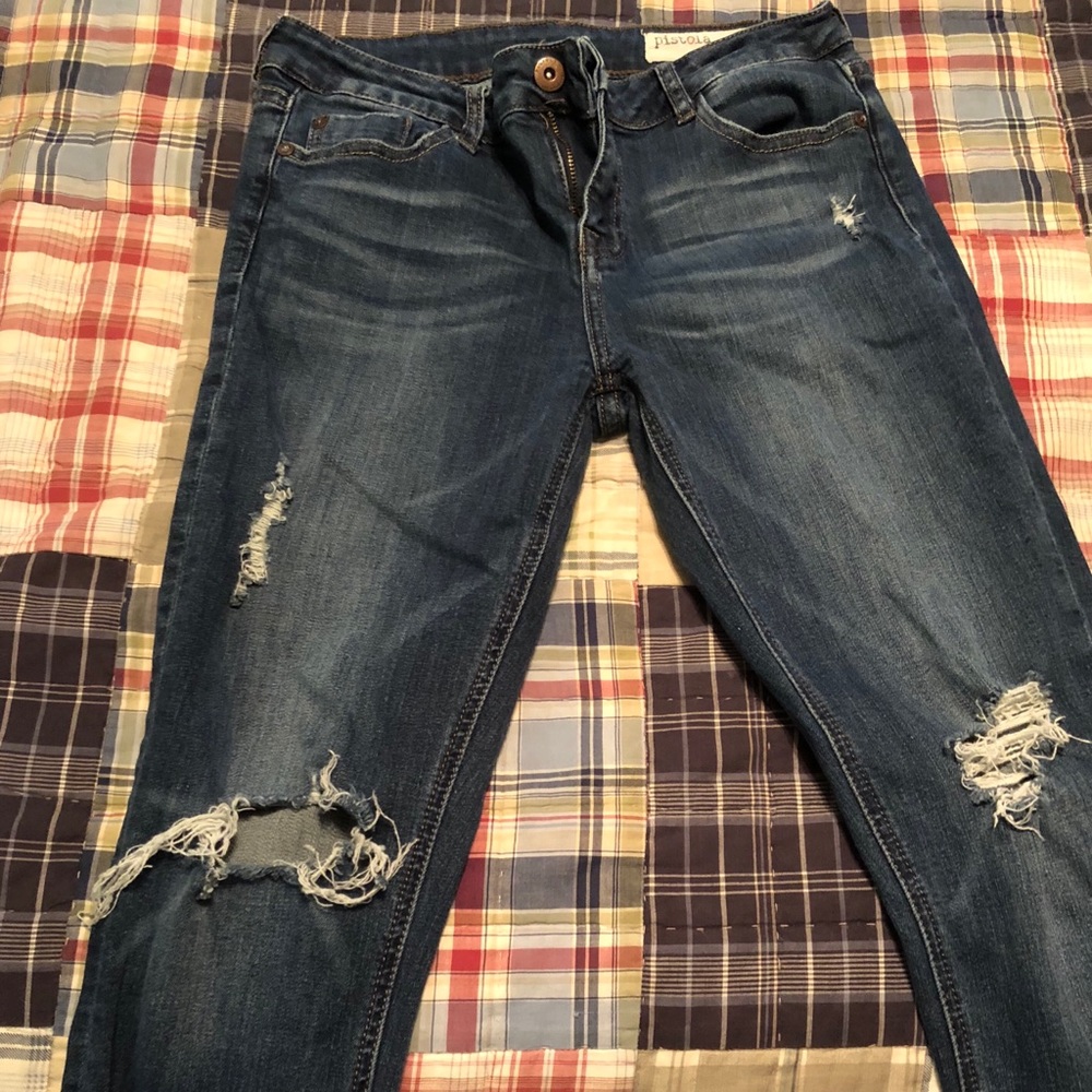 Stitch Fix Pistola distressed cropped zipper jeans